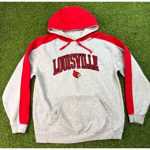 Louisville Cardinals Hoodie Mens Medium Gray Red P2 By Pro Player Football NCAA‎